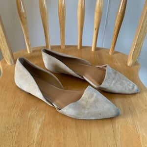 J. Crew tan suede flats with pointed toe
